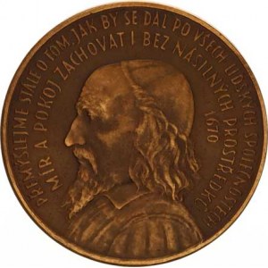 Čechy, Jan Amos Komenský portrét zleva, dvojřádk. opis s datací 1670 / H