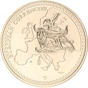 Vatikán - Papežský stát, Evropská měna, na styliz. mapě jedoucí Evropa na býku / katedrála
