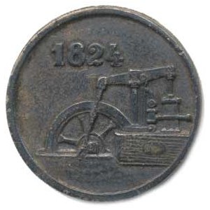 Československo - nouzovky, známky, Brno (bez lokace) - 1824 styliz. stroj (První brněnská strojír