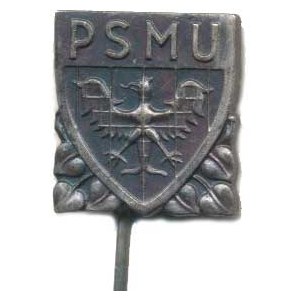 Československo - odznaky, hudební, P S M U (Pěv.sdružení moravských učitelů) - klopový odznak