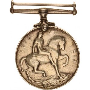 Anglie, George V. - Válečná medaile 1914-1918 Ag na hraně udělení: