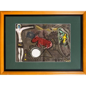 Marc Chagall, Mistyczne ukrzyżowanie z albumu Derierre le Miroir, 1950