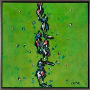 Bogusław Lustyk, Five riders on green, 2015