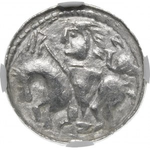 Boleslaw II the Bold, Denarius - Prince on horseback - S with over rump - with under rider - rare