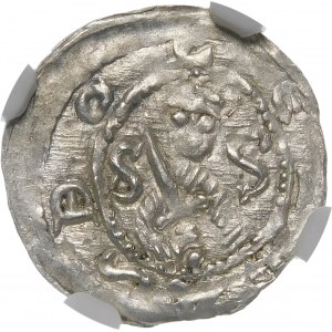Boleslaw IV the Curly, Denarius - Three behind the table - in the field S-S