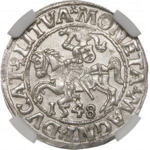 Sigismund II Augustus, Halbpfennig 1548, Wilna - Römer I, L/LITVA - selten