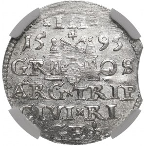 Sigismund III. Vasa, Trojak 1595, Riga - Kreuze und Punkte