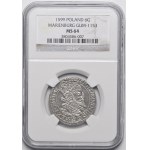 Sigismund III Vasa, Sixpence 1599, Malbork - großer Kopf - selten und exquisit