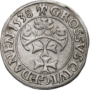 Sigismund I the Old, 1538 penny, Gdansk - PRVSS