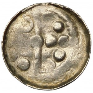 Cross denarius 11th century, CNP type VII - pastoral to the left.