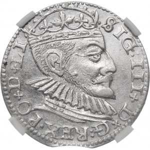Zygmunt III Waza, Trojak 1590, Ryga – większe popiersie – piękny i rzadki