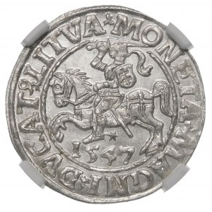 Zygmunt II August, Półgrosz 1547, Wilno – LI/LITVA – piękny