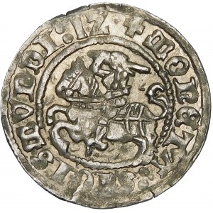 Žigmund I. Starý, polgroš 1512, Vilnius - diagonálny dvojbodka - kuriozita