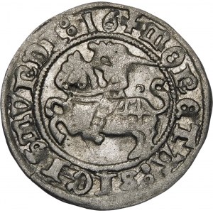 Sigismund I. der Alte, Halbpfennig 1516, Wilna - abgekürztes Datum - Ring über der Heide - selten