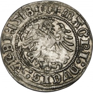 Sigismund I the Old, Half-penny 1518, Vilnius - destruct - 2xdate - rare and beautiful