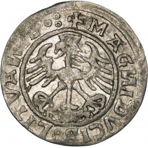 Zikmund I. Starý, půlpenny 1520, Vilnius - chyba, SIGISMVANDI - trojitá tečka - velmi vzácné