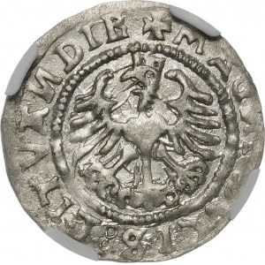 Sigismund I. der Alte, Halbpfennig 1527, Vilnius - SIGISMVANDI, LITVAИDIE Fehler - sehr selten