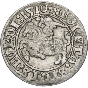 Sigismund I. der Alte, halber Pfennig 1510, Vilnius - große Null, dreifacher Punkt