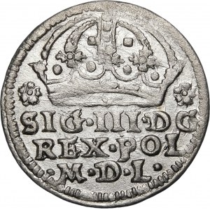 Sigismund III Vasa, Pfennig 1608, Krakau - Rosetten, Punkt - schön