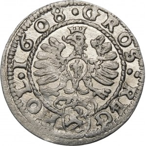 Sigismund III Vasa, Pfennig 1608, Krakau - Rosetten, Punkt - schön