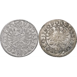 Sigismund III Vasa, Grosz 1609, Krakau - Pilawa und Lewart - Satz (2 Stück)