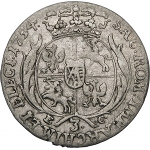 August III Sas, Trojak 1754 EC, Lipsk – w zbroi – rzadki