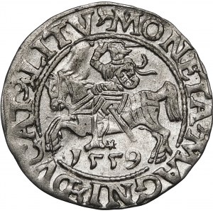 Zikmund II Augustus, půlpenny 1559, Vilnius - L/LITV - velký 9 - vzácný