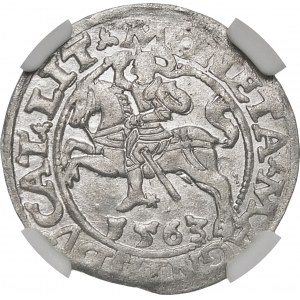 Sigismund II Augustus, Halbgrosse 1563, Wilna - 20 Pogoń, Axt, M D L/LIT - sehr selten