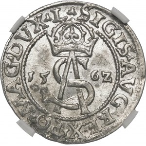 Zygmunt II August, Trojak 1562, Wilno – Pogoń nie w tarczy – L/LI