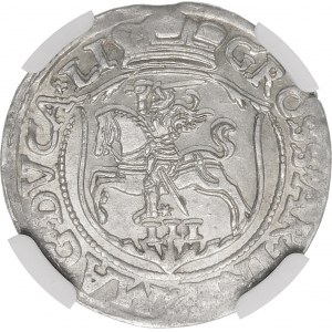 Sigismund II Augustus, Trojak 1563, Vilnius - Pogo im Schild - L/L