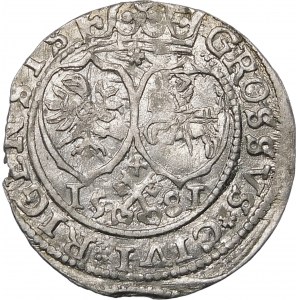 Stefan Batory, Pfennig 1581, Riga - volles Datum, Wappenschild - selten und schön