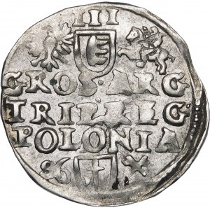 Stefan Batory, Trojak 1586, Poznaň - datace vlevo, rozeta