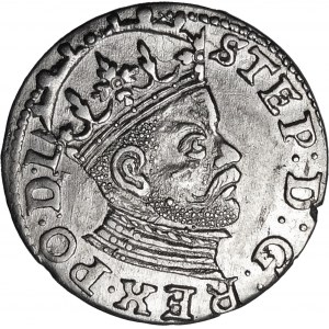 Stefan Batory, Trojak 1585, Riga - kleiner Kopf, Rosetten - Variante