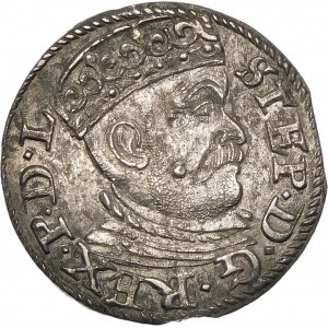 Stefan Batory, Trojak 1585, Riga - großer Kopf, Kreuze - DE - schön