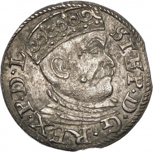 Stefan Batory, Trojak 1585, Ryga – duża głowa, krzyżyki – EN – piękny