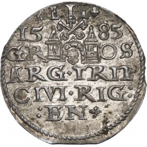 Stefan Batory, Trojak 1585, Riga - large head, crosses - EN - beautiful