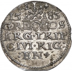 Stefan Batory, Trojak 1585, Ryga – duża głowa, krzyżyki – EN – piękny