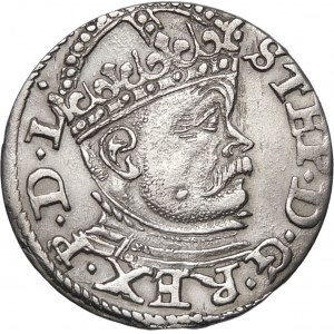 Stefan Batory, Trojak 1585, Riga - großer Kopf, Kreuze