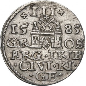 Stefan Batory, Trojak 1585, Ryga – duża głowa, krzyżyki