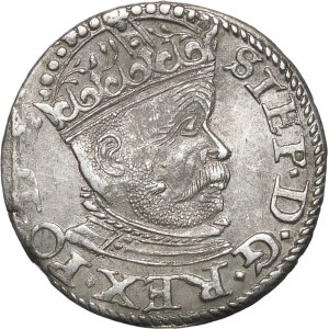 Stefan Batory, Trojak 1585, Riga - velká hlava, lilie - květinový motiv - vzácné