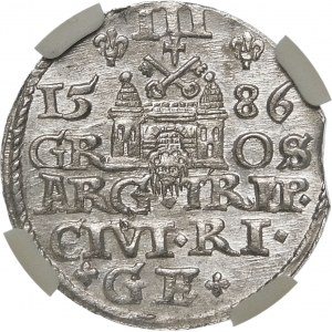Stefan Batory, Trojak 1586, Riga - veľká hlava - variant
