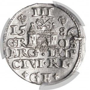 Stefan Batory, Trojak 1586, Riga - veľká hlava - variant