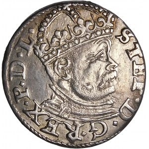 Stefan Batory, Trojak 1586, Riga - large head