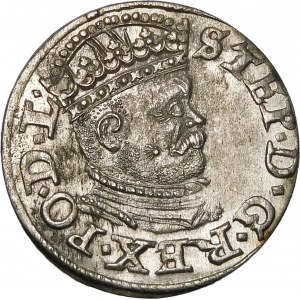 Stefan Batory, Trojak 1586, Riga - small head, PO