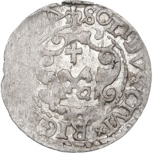 Zygmunt III Waza, Szeląg 1604, Ryga – obrócona 4 – rzadki