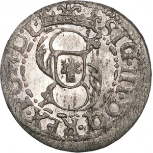 Zygmunt III Waza, Szeląg 1618, Ryga – trzykropek – b. rzadki i piękny