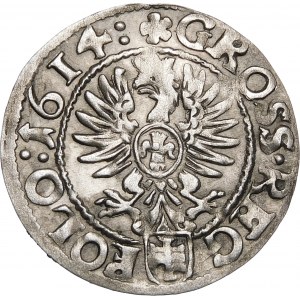 Zygmunt III Waza, Grosz 1614, Kraków – przebitka P/EOLO – b. rzadki