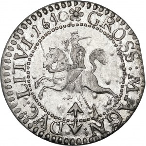 Zygmunt III Waza, Grosz 1610, Wilno – przebitka MAG/NN/A – wyśmienity