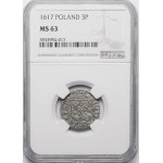 Žigmund III Vasa, poltopánka 1617, Bydgoszcz - Saská v ovále, PMDL