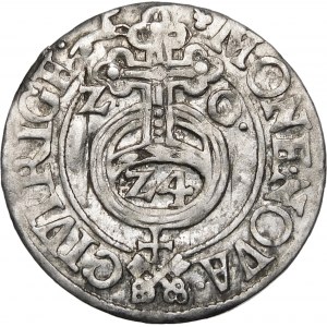 Zikmund III Vasa, polopostava 1620, Riga - nápis na koncích liscusu - vzácné